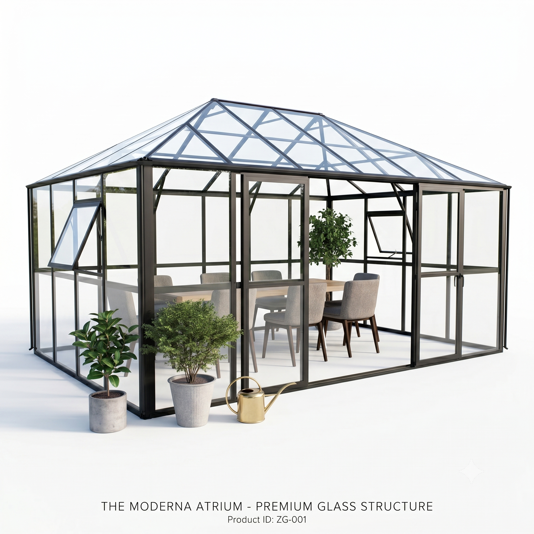 Zdjęcie główne-Oranżeria zimowa BROADWAY Black 436x295cm Solid PC+ Glass