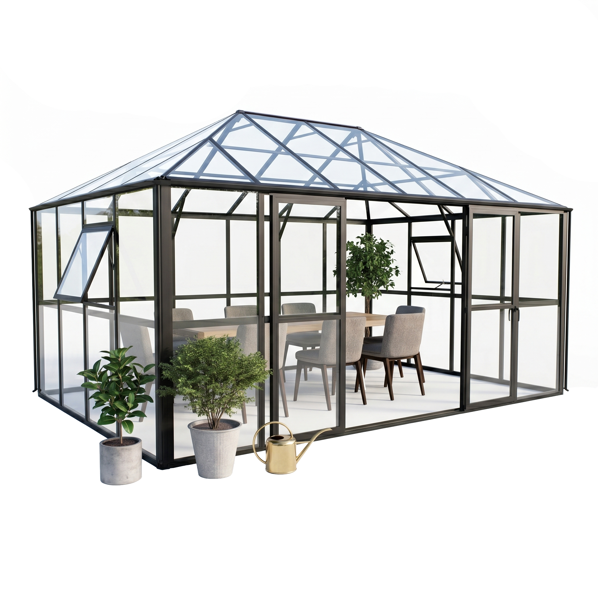 006860-Oranżeria zimowa BROADWAY Black 436x295cm Solid PC+ Glass