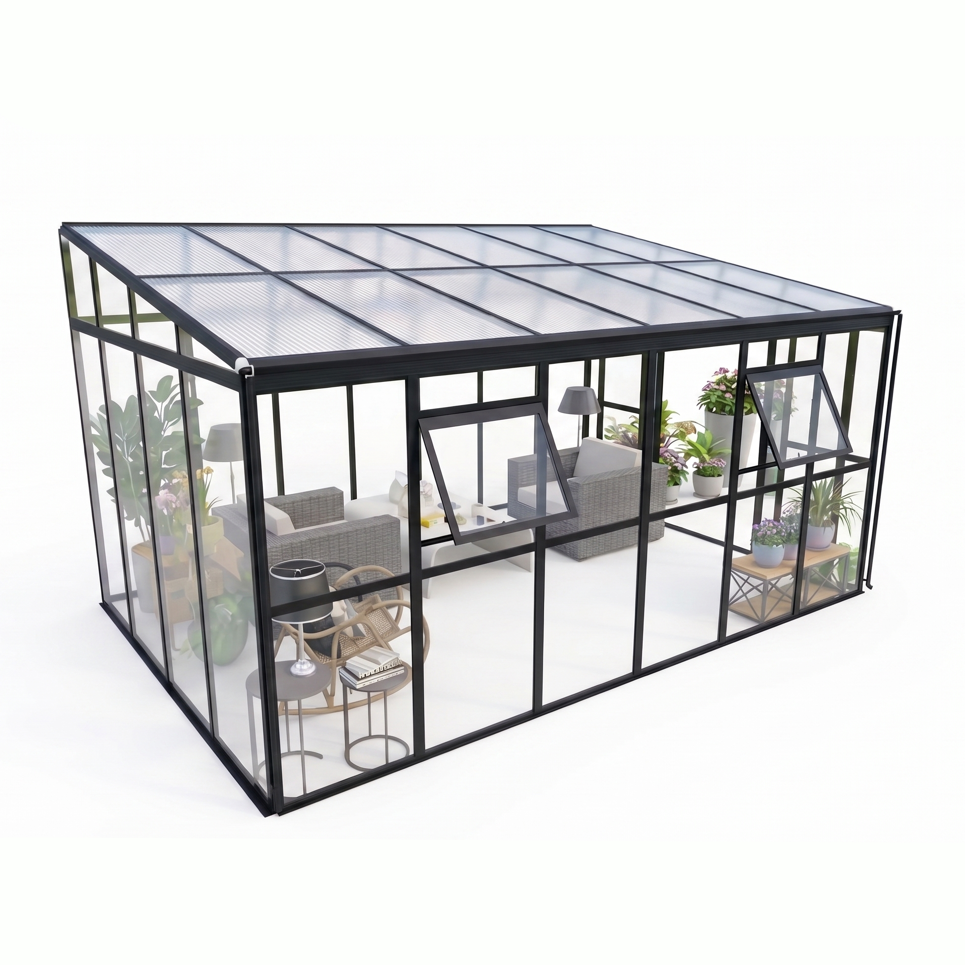 Zdjęcie główne-Oranżeria SOHO Black 434x290cm PC + Glass