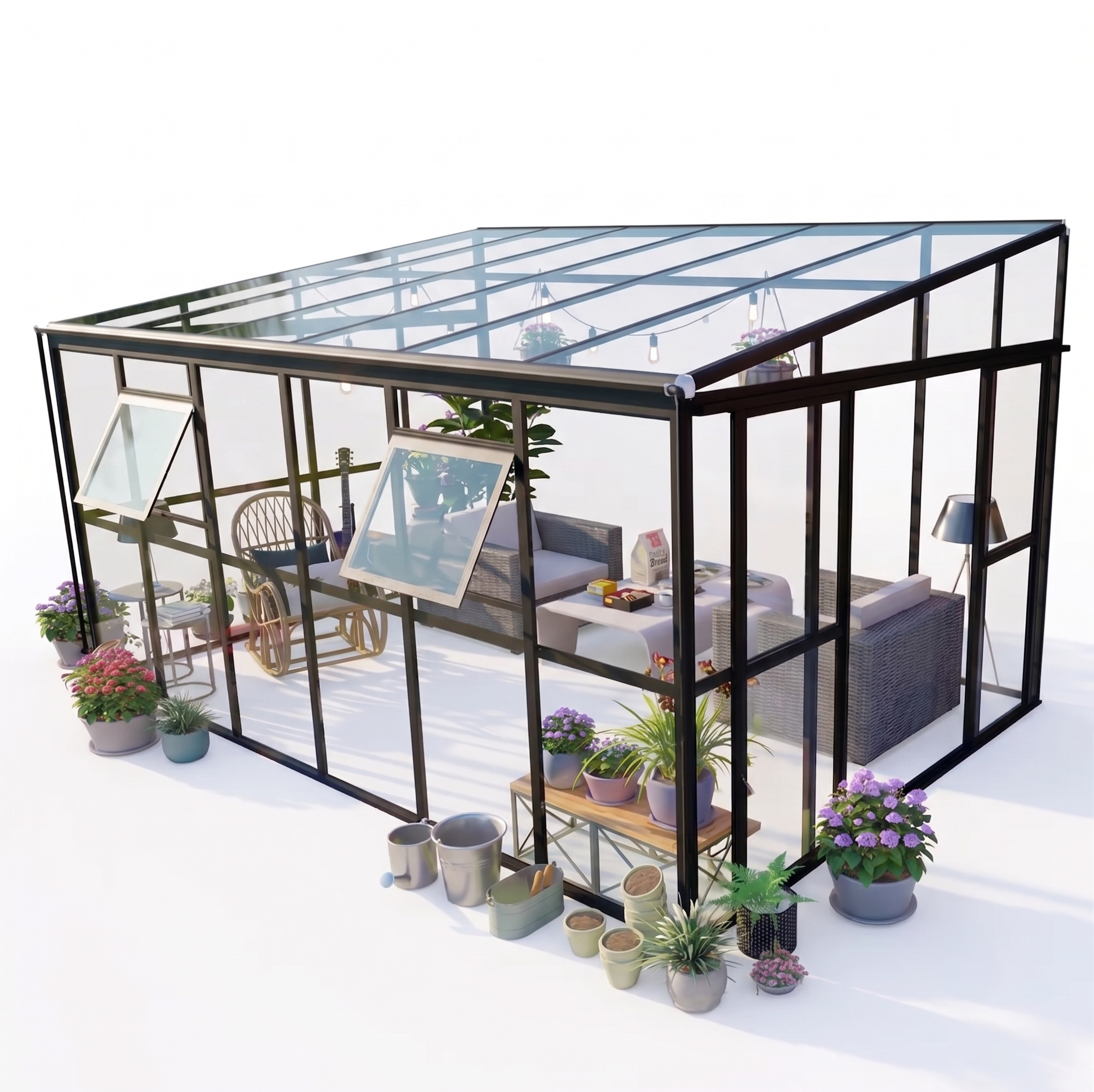 Zdjęcie główne-Ogród zimowy SOHO Black 434x290cm Solid PC + Glass