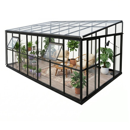 Ogród zimowy Oranżeria SOHO Black 505x290cm Solid PC + Glass - zdjęcie główne