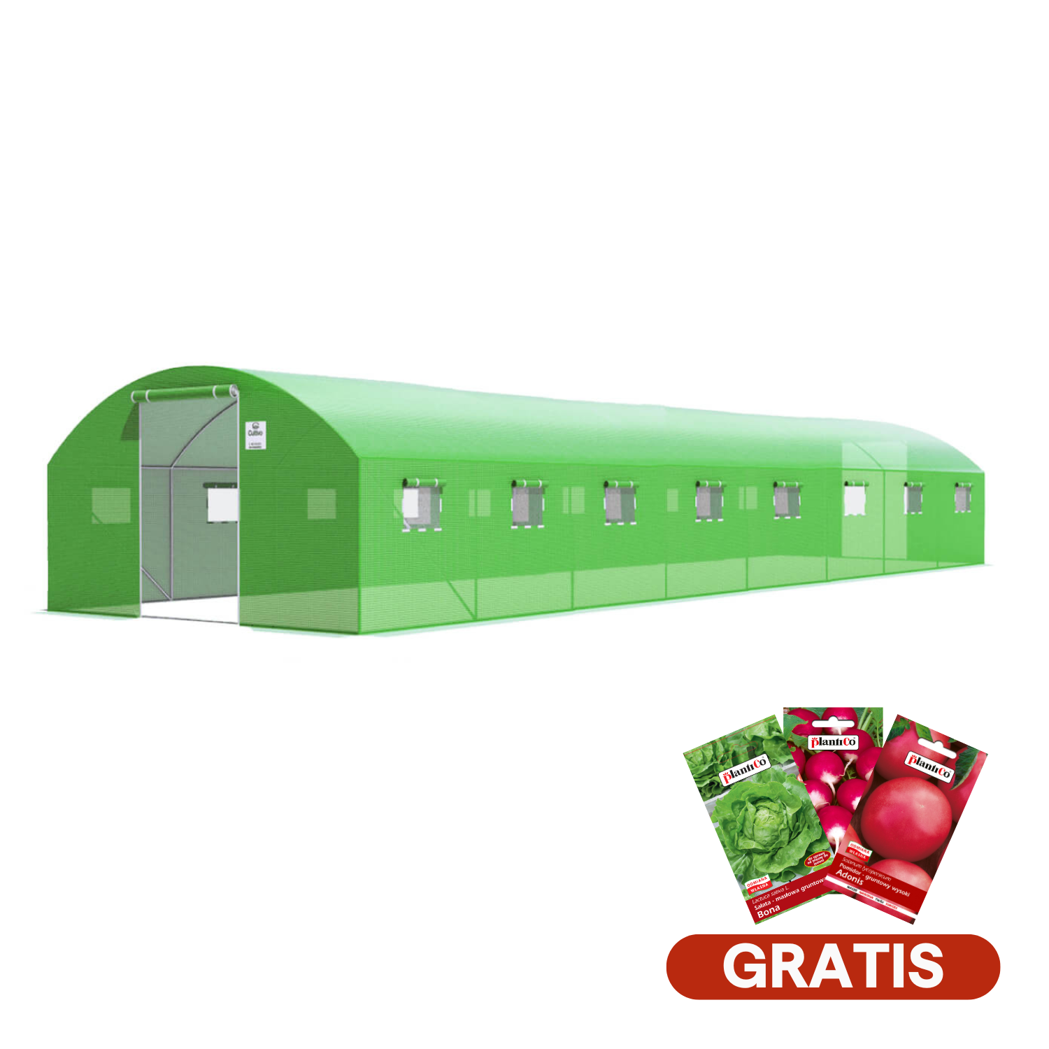 Tunel PODWÓJNE Drzwi 4x8x2 - 32m2 Zielony