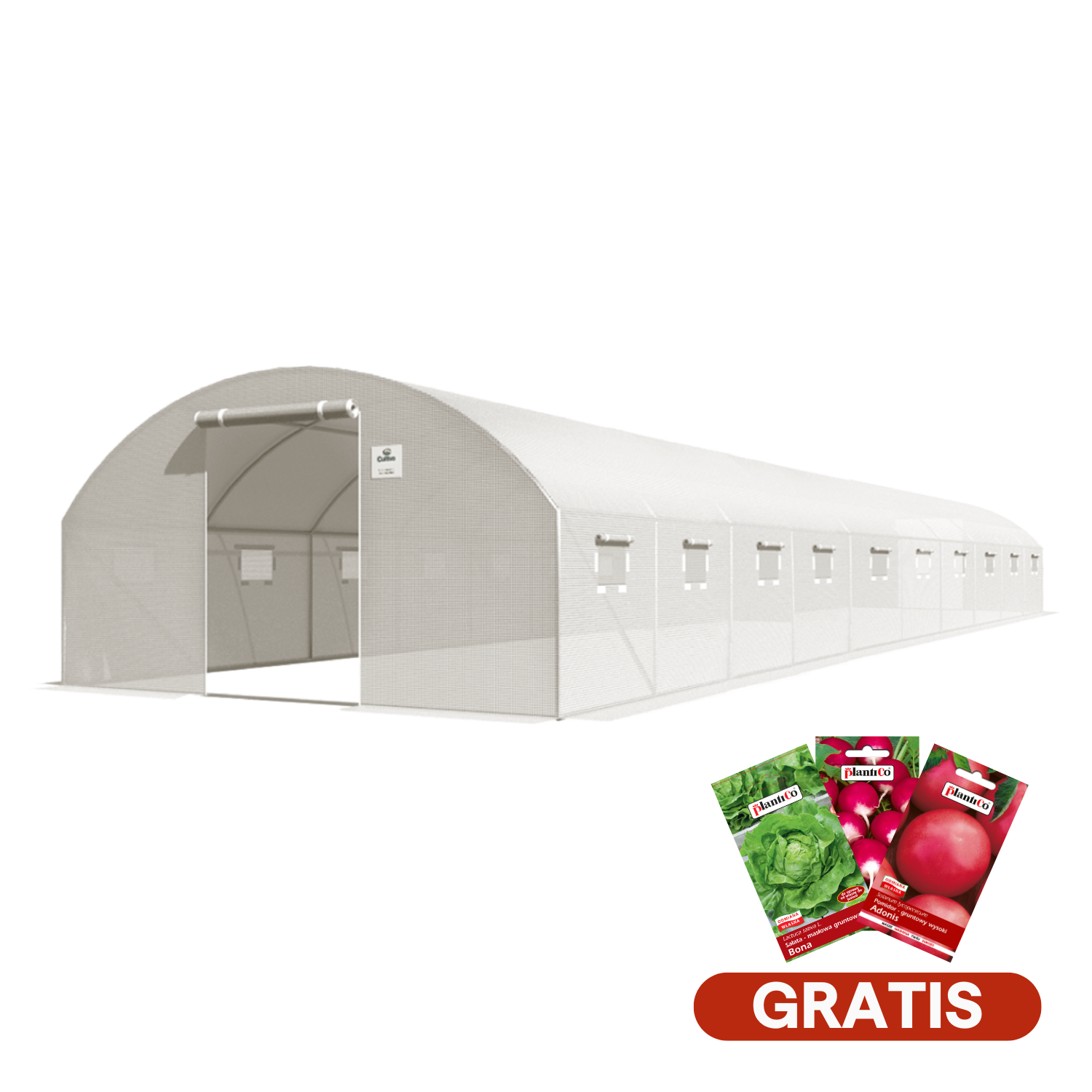 Tunel Foliowy PODWÓJNE Drzwi 4x10x2 - 40m2 10 sekcji Biały