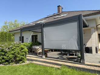 Pergola tarasowa DELUXE Wall 3,6x6 Anthracite z roletą