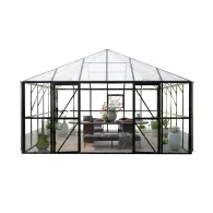 Ogr&oacute;d zimowy BROADWAY Black 436x436 cm PC + Glass - Gutroof