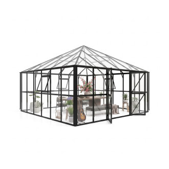 Oranżeria BROADWAY Black 436x436 Solid PC + Glass - zdjęcie główne
