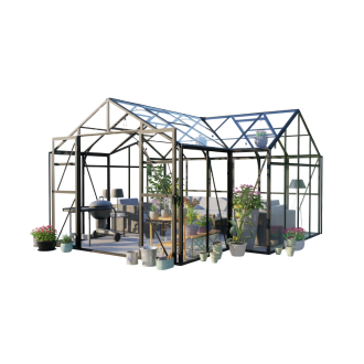 Ogród zimowy TRIBECA Black 433x431cm Solid PC + Glass – Gutroof