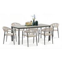 Zestaw jadalniany na taras ARDEN 6+1 Nature/Dark Grey - Bjørkka