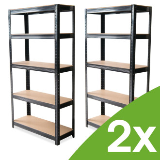 Dwa regały metalowe warsztatowe 180x90x30cm BLACK - Hardmaister