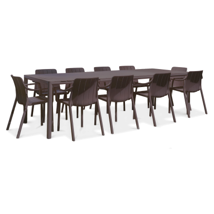 Zestaw tarasowy Nardi TIBERINA/TEVERE 10+1 z rozkładanym stołem 210-275 cm, Terra