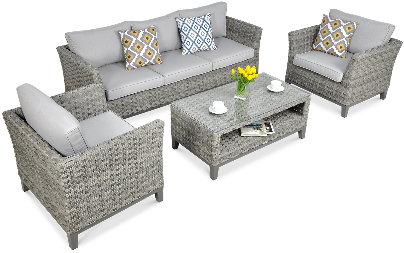 Meble z technorattanu MALAGA CAFFE w odcieniach szarości