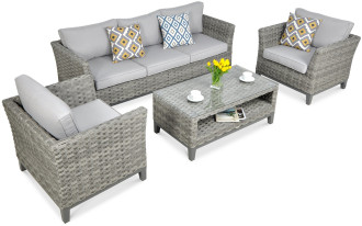 Meble z technorattanu MALAGA CAFFE w odcieniach szarości