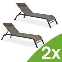Zestaw 2 leżaków ogrodowych stalowych TIMOR Taupe - Bjørkka