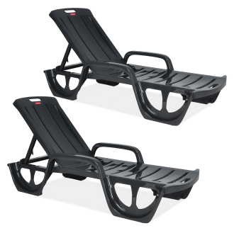 Zestaw dwóch grafitowych leżaków na ogród Florida