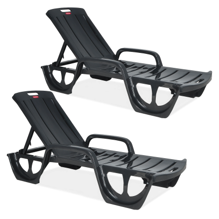 Zestaw dwóch grafitowych leżaków na ogród Florida