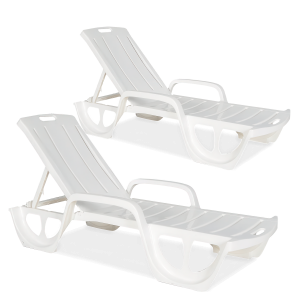 zestaw dwóch białych leżaków na ogród Florida