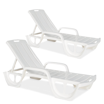 zestaw dwóch białych leżaków na ogród Florida