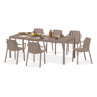 Zestaw ogrodowy Nardi TIBERINA/TEVERE 6+1 z rozkładanym stołem 147–211 cm, Tortora