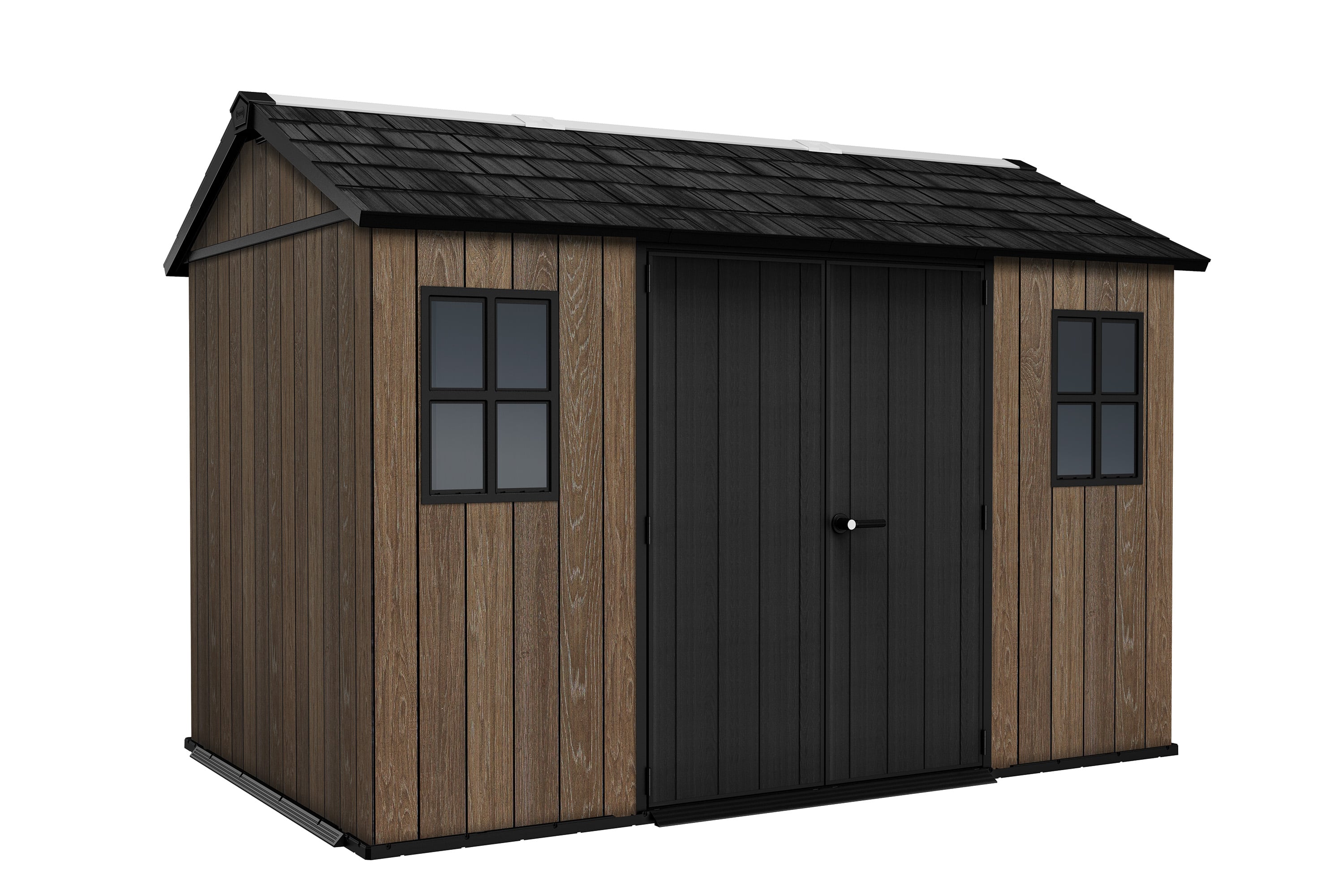 Domek na narzędzia Keter Deco Apex 7511/1175 Walnut z podw&oacute;jnymi drzwiami i oknami