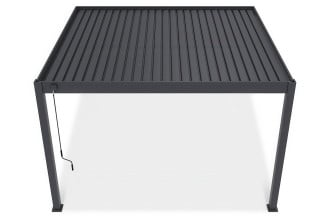 Widok z g&oacute;ry pergoli tarasowej Deluxe Wall 3.6x4 antracytowej na białym tle.