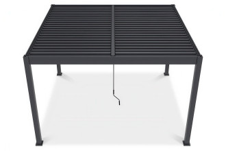 Tylny widok pergoli ELEGANCE DUO 3.6x4 w kolorze antracytowym na białym tle.