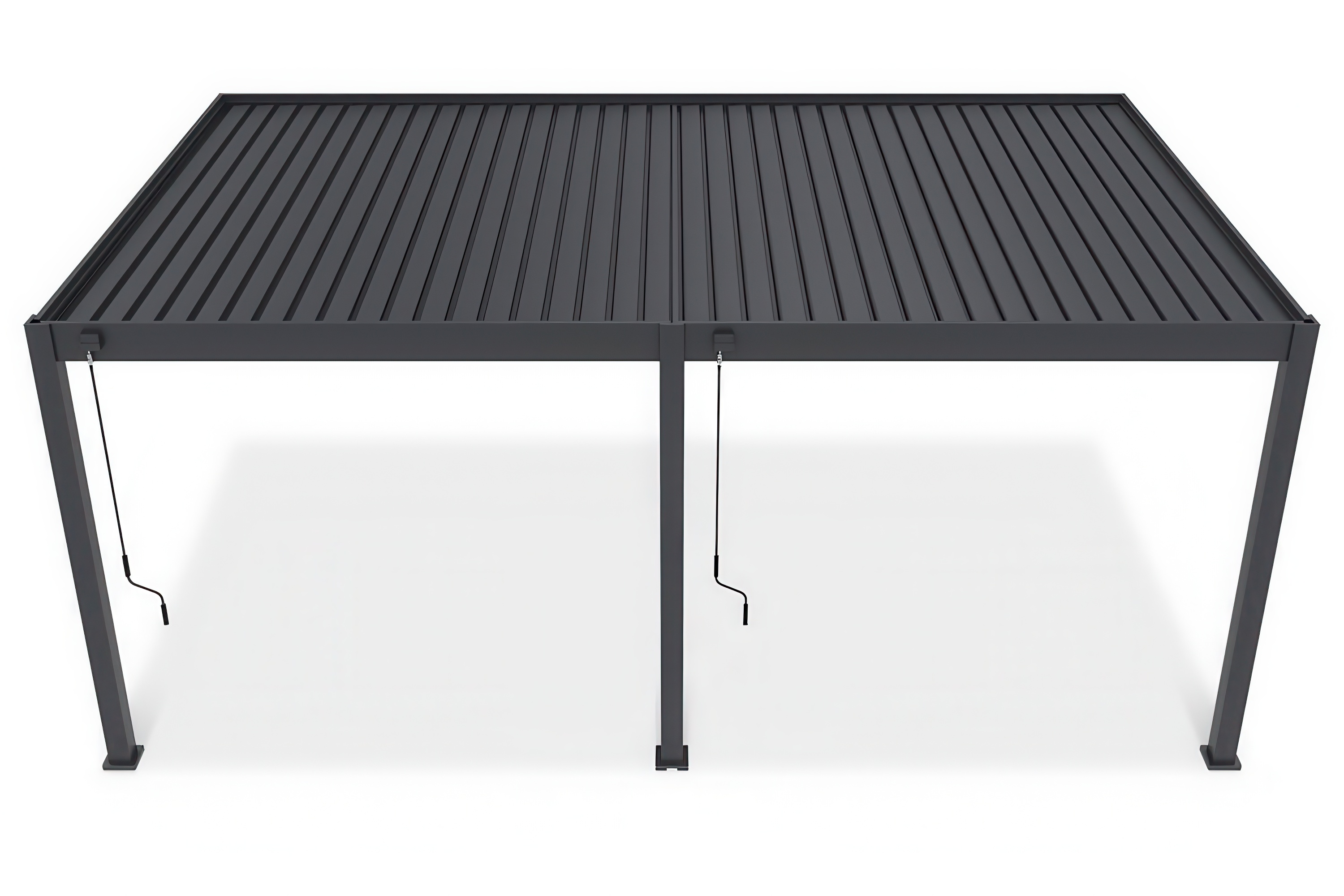 Pergola tarasowa DELUXE WALL 3.6x6 w kolorze antracytowym, widok z g&oacute;ry na białym tle.