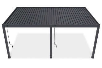 Pergola tarasowa DELUXE WALL 3.6x6 w kolorze antracytowym, widok z g&oacute;ry na białym tle.