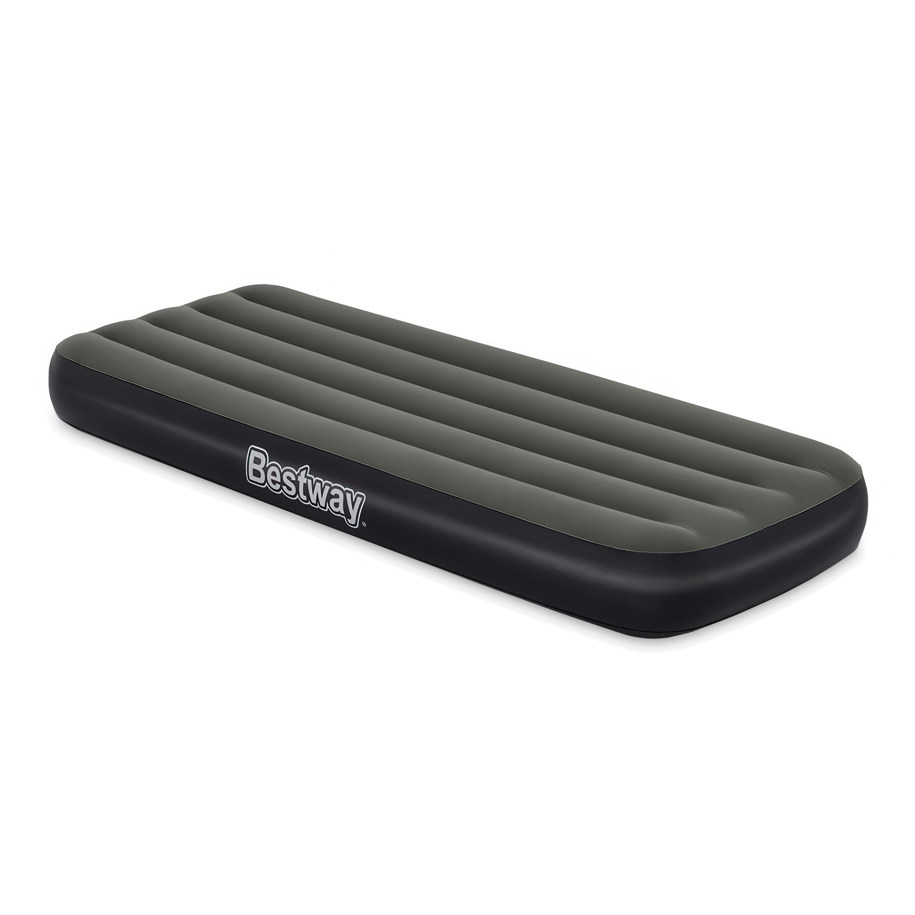 Materac jednoosobowy Bestway w kolorze szaro-czarnym – widok produktu na białym tle.