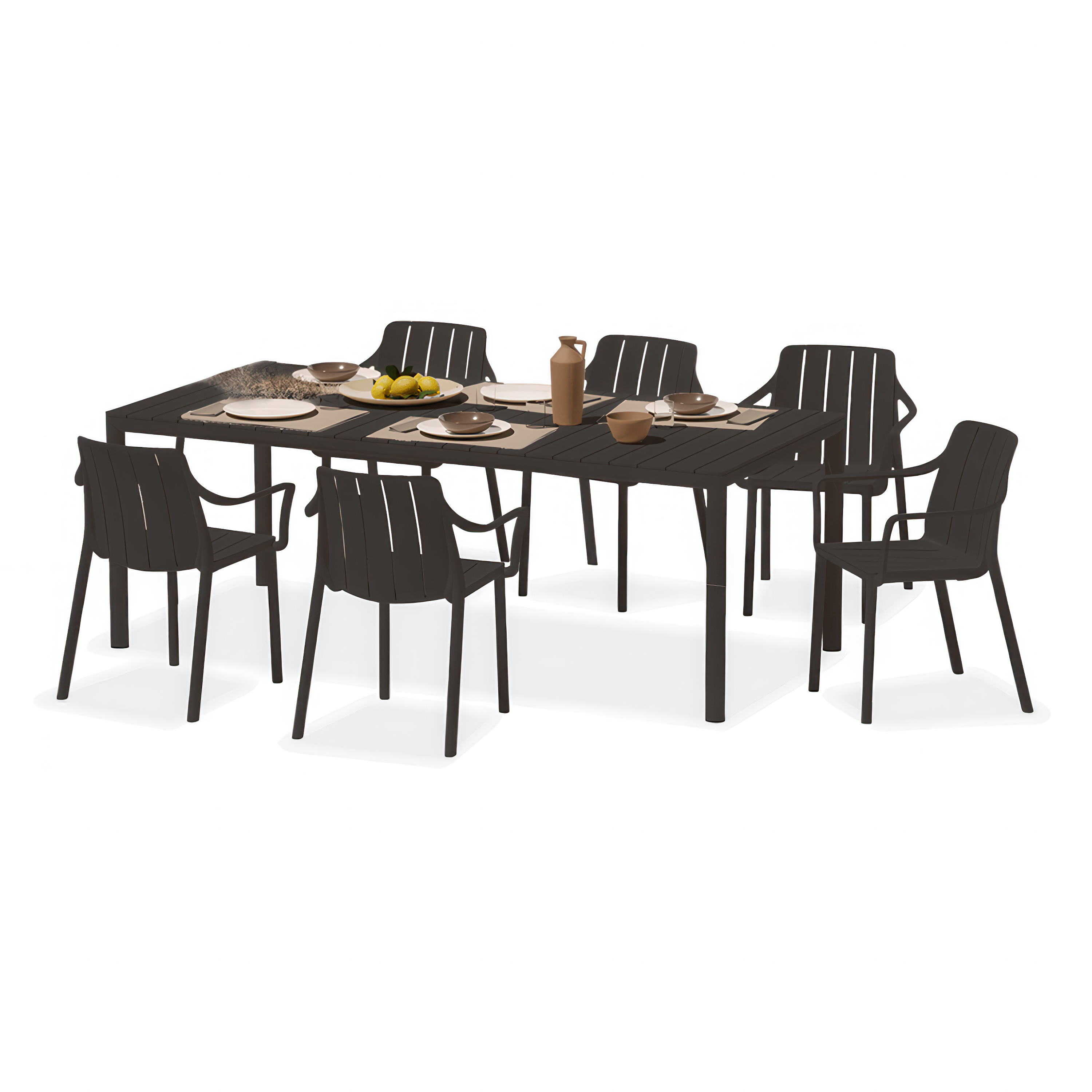 Zestaw ogrodowy Nardi TIBERINA/TEVERE 6+1 z rozkładanym stołem 147–211 cm, antracyt