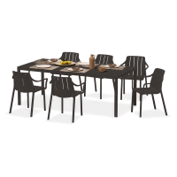 Zestaw ogrodowy Nardi TIBERINA/TEVERE 6+1 z rozkładanym stołem 147–211 cm, antracyt