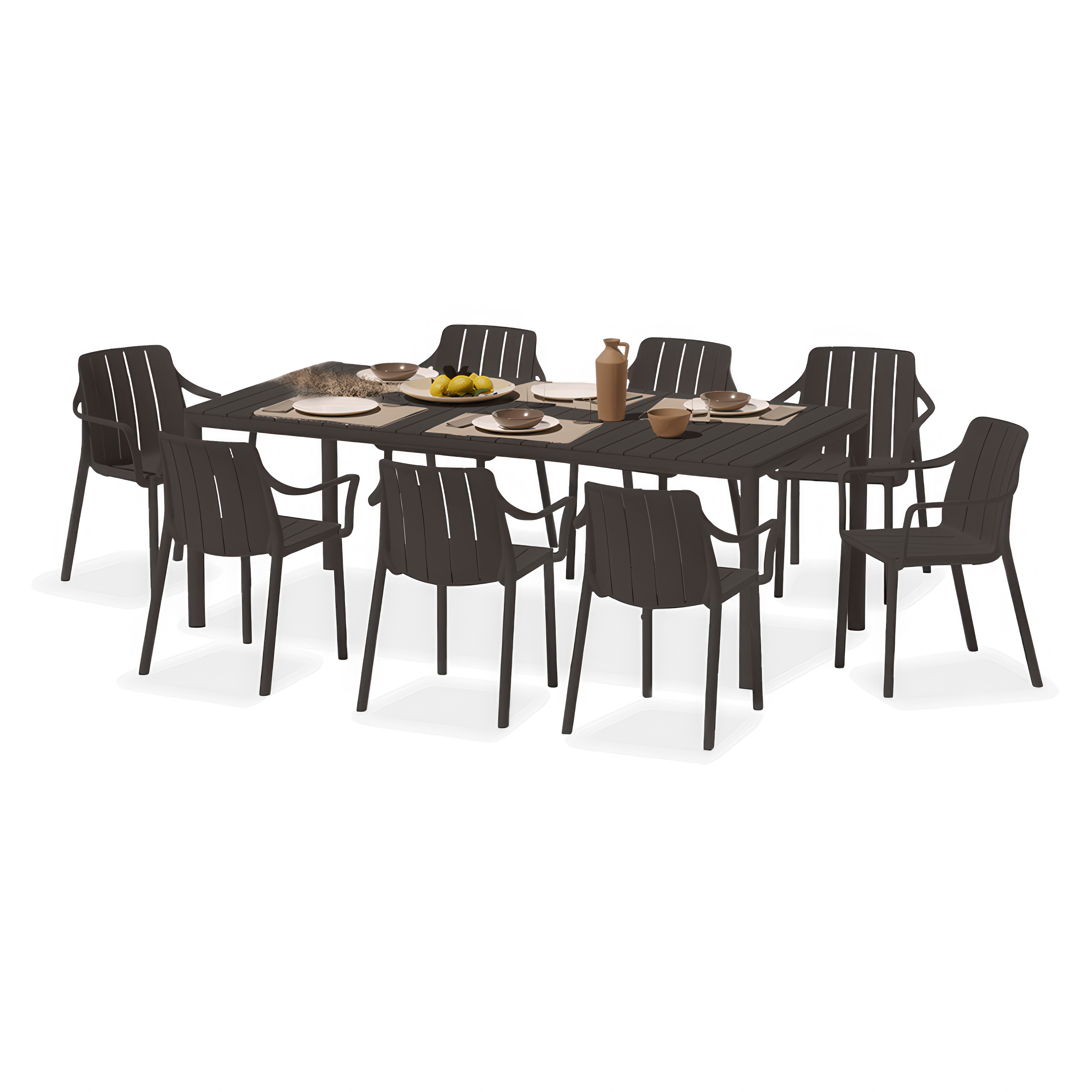 Zestaw ogrodowy Nardi TIBERINA/TEVERE 8+1 z rozkładanym stołem 147–211 cm, antracyt