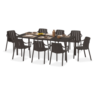 Zestaw ogrodowy Nardi TIBERINA/TEVERE 8+1 z rozkładanym stołem 147–211 cm, antracyt