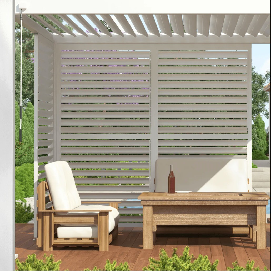 Aranżacja Regulowany panel żaluzjowy do pergoli PREMIUM 4m, white - GUTROOF
