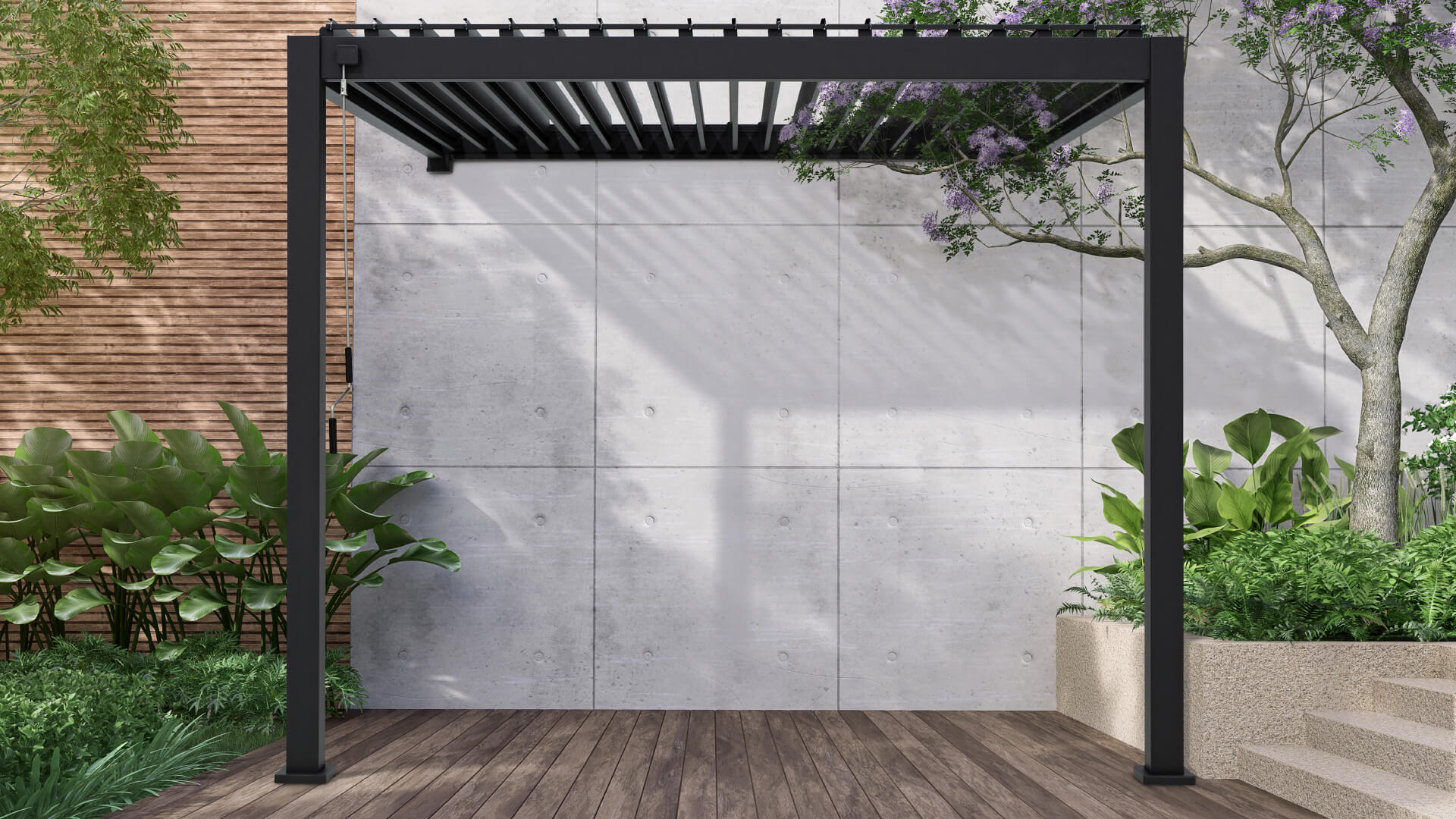 Aranżacje Pergola ścienna ogrodowa na taras Premium Wall 3x4 Anthracite Gutroof