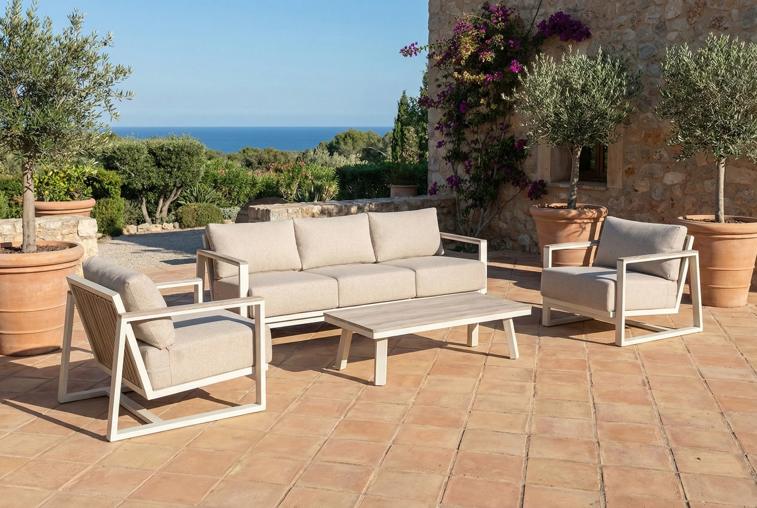 Zestaw ogrodowy z aluminium EVORA CAFFE Beige - FURRORE
