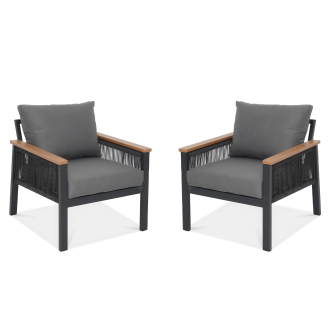 Dwa fotele ogrodowe ascona w kolorze ciemno szarym