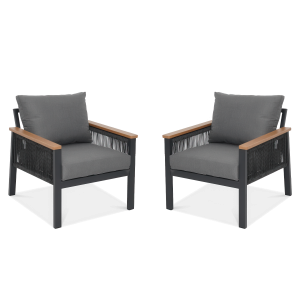 Dwa fotele ogrodowe ascona w kolorze ciemno szarym