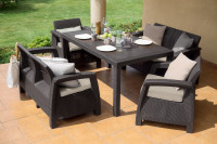 Aranżacja brązowych mebli CORFU FIESTA II na tarasie