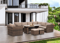 Aranżacja na tarasie zestawu ogrodowego MONIZ DINING PLUS Brown