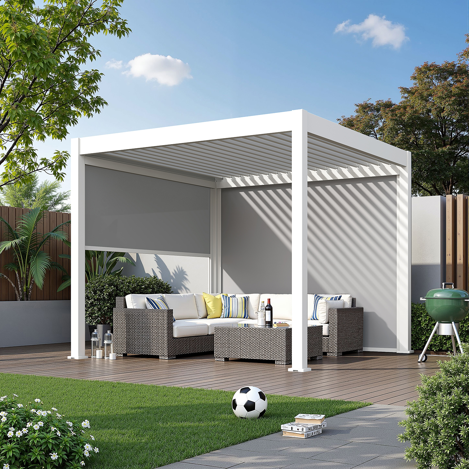 Roleta opuszczana automatyczna do pergoli ELEGANCE/DELUXE/FUSION 3m White - Gutroof