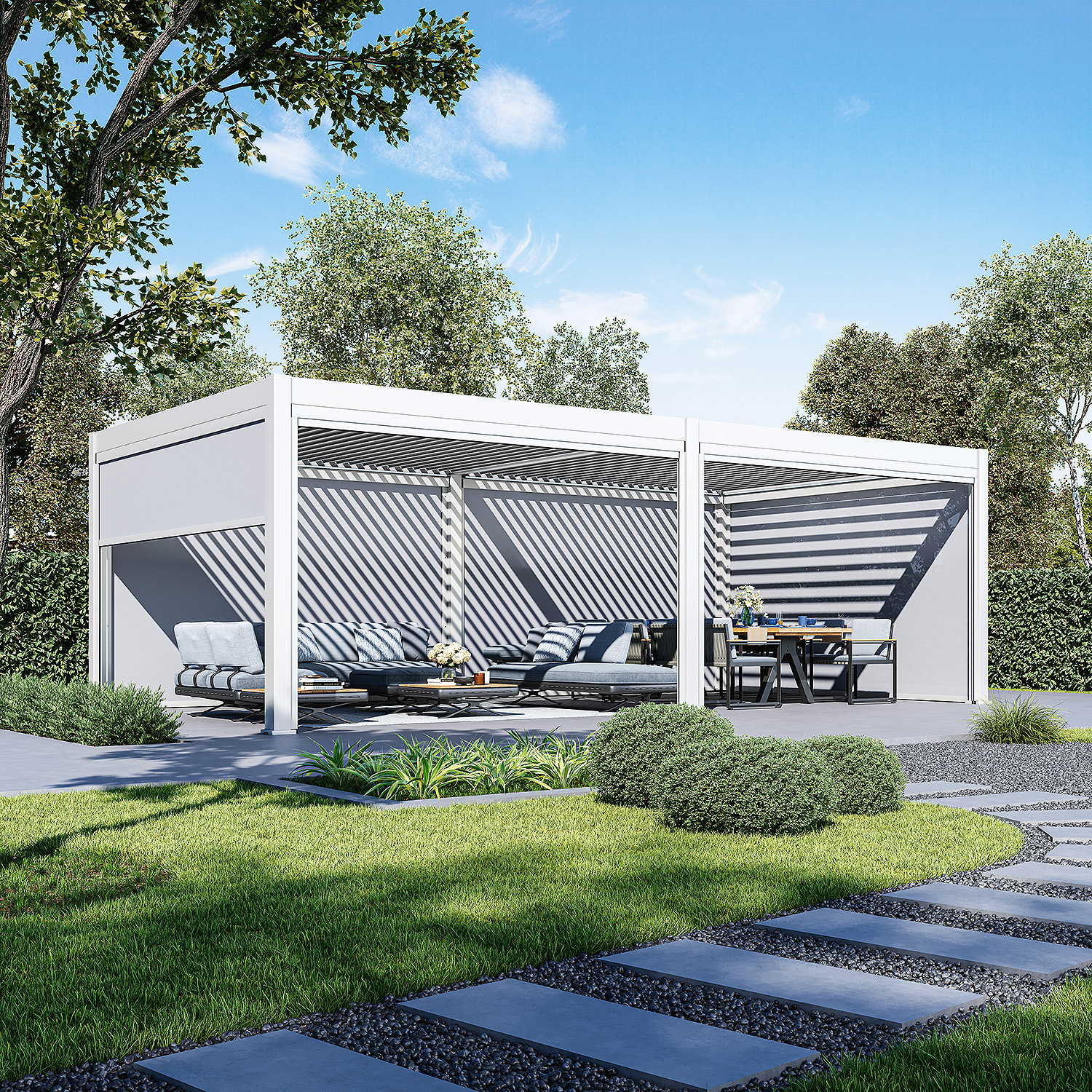 Elektryczna opuszczana roleta do pergoli ELEGANCE/DELUXE/FUSION 4m White - Gutroof