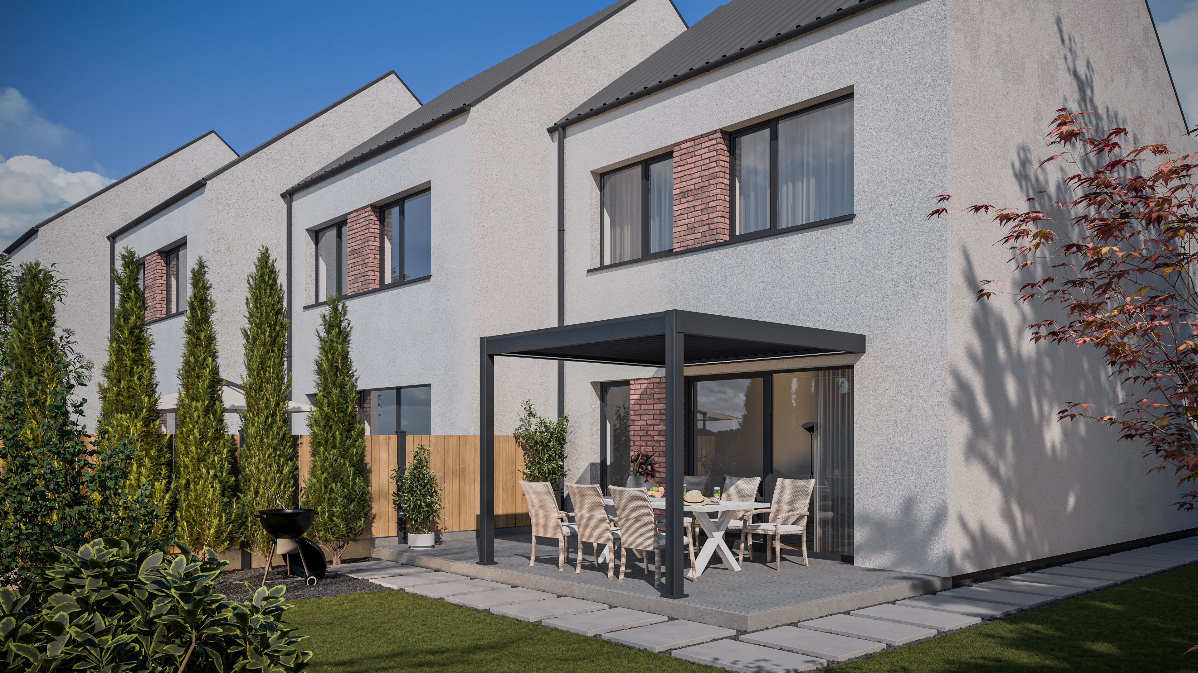 Automatyczna pergola przyścienna z oświetleniem LED 3x3 ELEGANCE WALL AUTOMATIC, Anthracite - Gutroof w świetle dziennym 