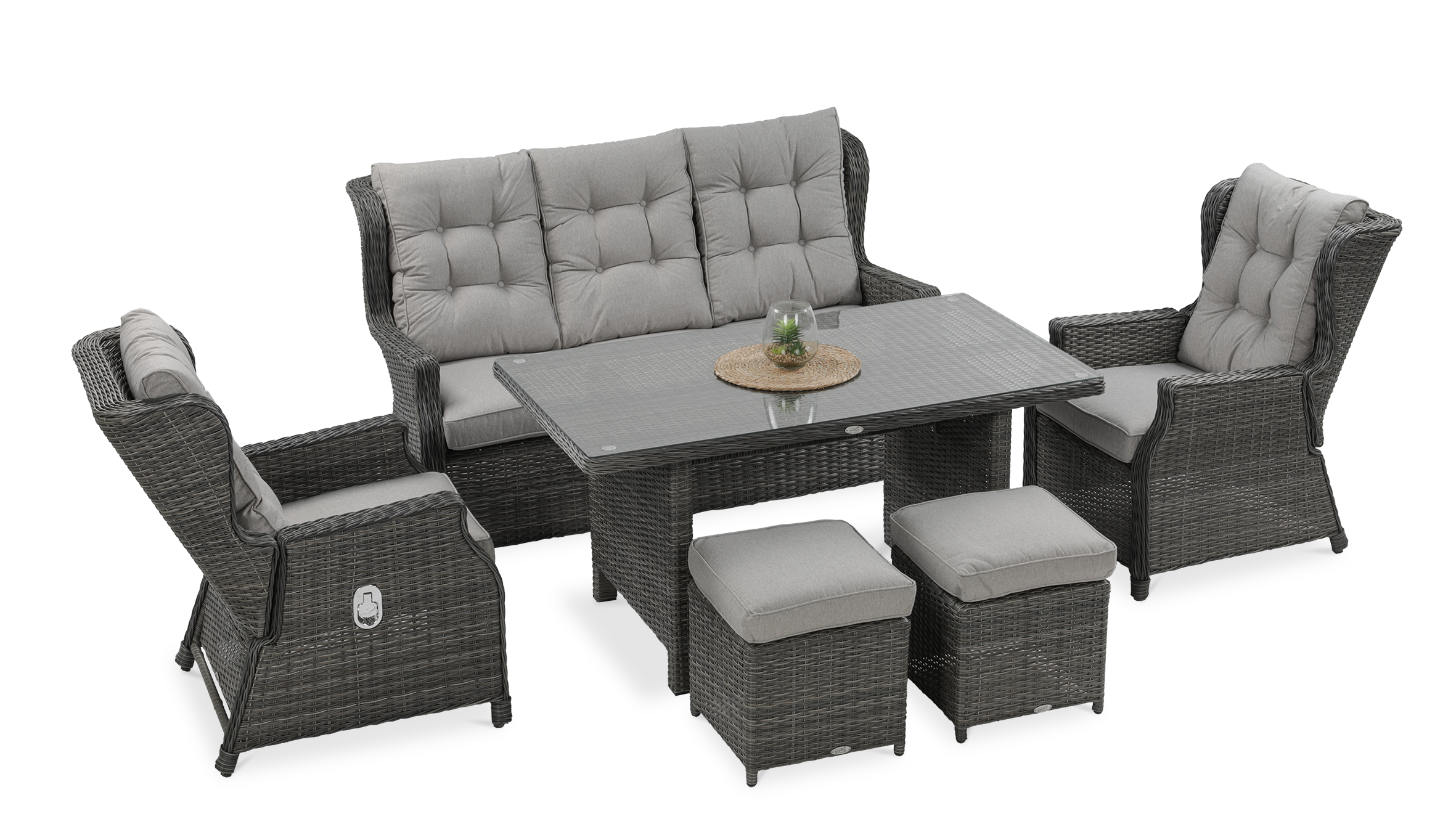 Baltimore dining z pufami dark grey