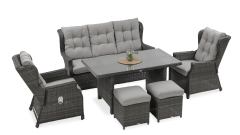 Baltimore dining z pufami dark grey