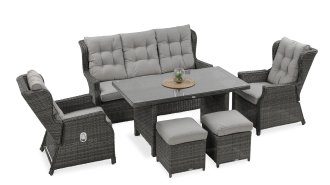 Baltimore dining z pufami dark grey