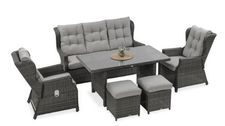 Baltimore dining z pufami dark grey