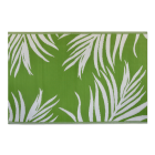 dywan zewnętrzny zielony ze wzorem liści areka