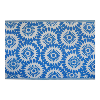 dywan zewnętrzny ze wzorem niebieskich kwiatów