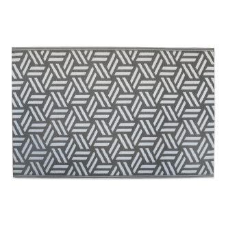 Mata ogrodowa w odcieniach szarości z geometrycznym wzorem.