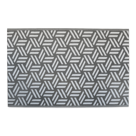 Mata ogrodowa w odcieniach szarości z geometrycznym wzorem.